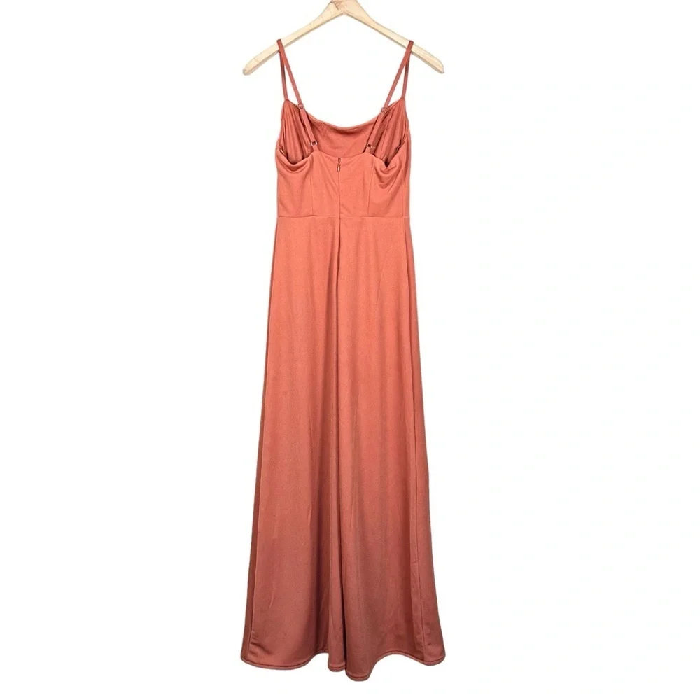 BIRDY GREY Ash Side Slit Crepe Maxi Bridesmaid Dress in terracotta - Picture 7 of 16